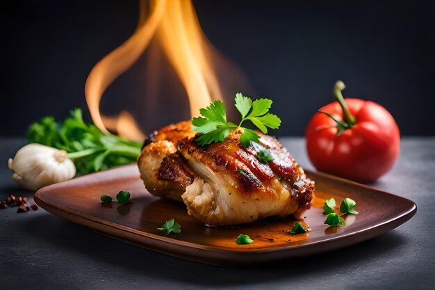 Jambe de poulet avec chou-fleur au four et persil