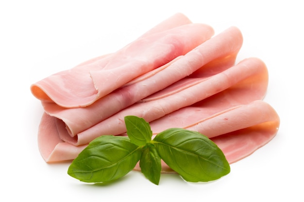 Jambon en tranches sur blanc