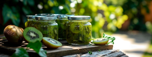 Jamme de kiwi dans un pot Concentration sélective