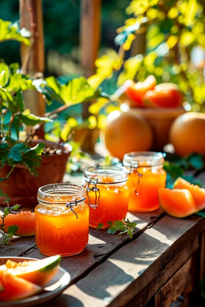 Jamme de melon dans un pot Concentration sélective