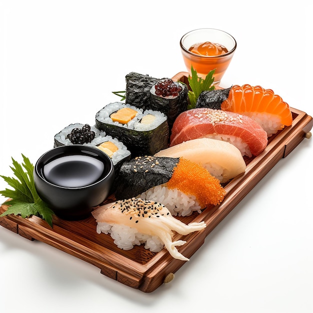 Japanize nourriture poisson sushi saumon riz nourriture moderne caviar fleurs décoration maki