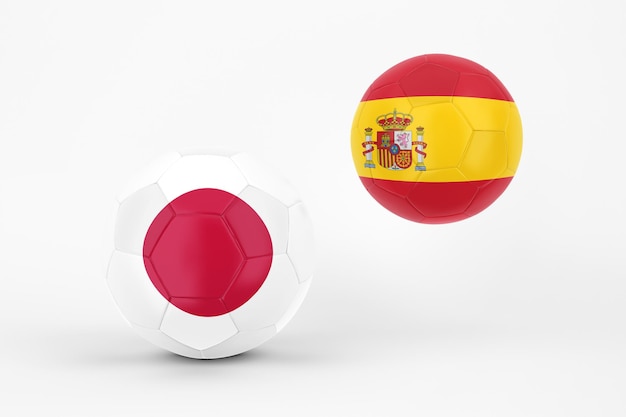 Le Japon contre l'Espagne en fond blanc