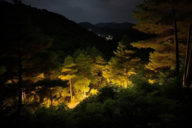 Japon ehime luciole d'or la nuit dans la vue lointaine de la forêt