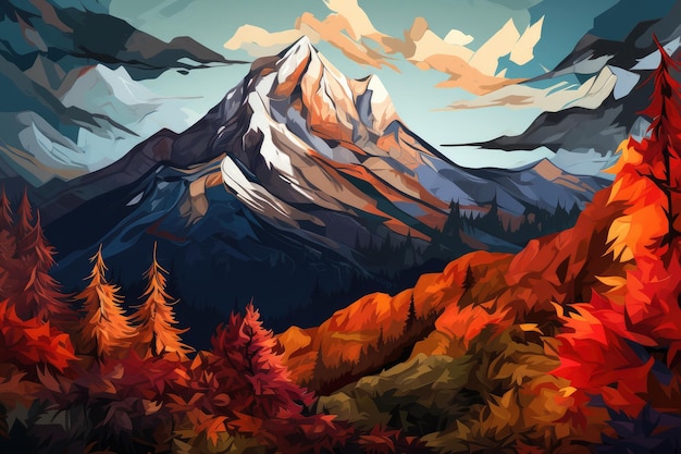 Japon nature montagne avec des feuilles d'automne et des paysages au printemps Generative Ai