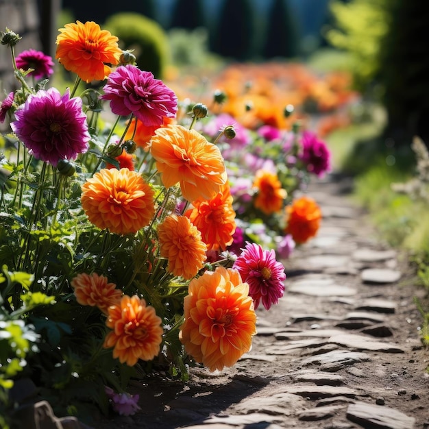 Jardin coloré avec objectif tiltshift