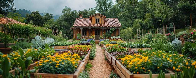 Un jardin communautaire avec des légumes en fleurs