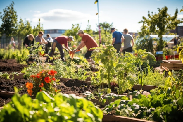 Un jardin communautaire vert défend des pratiques durables de compostage pour réduire l'empreinte des déchets