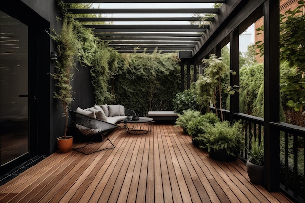 Jardin extérieur terrasse verte Générer Ai