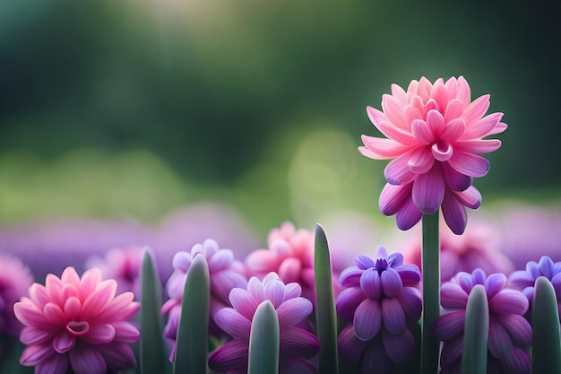 Un jardin fleuri avec une fleur rose