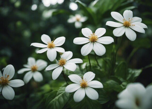 Photo un jardin de fleurs blanches