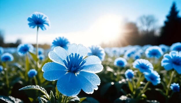 Photo un jardin de fleurs avec du bleu