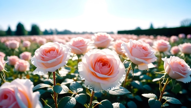 Photo un jardin de fleurs avec des fleurs roses et blanches