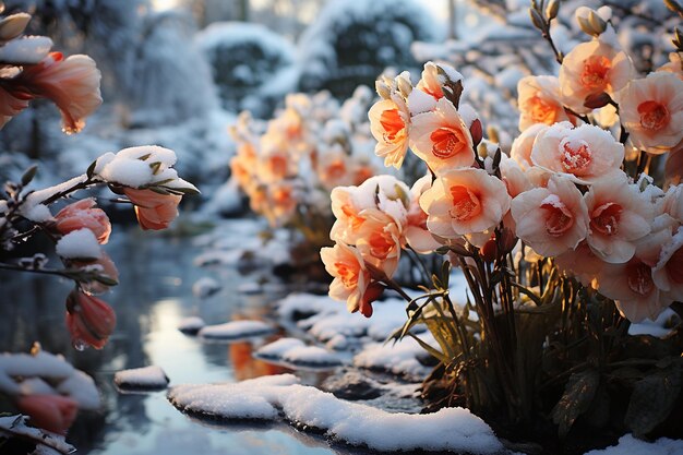 Photo un jardin de fleurs d'hiver coloré