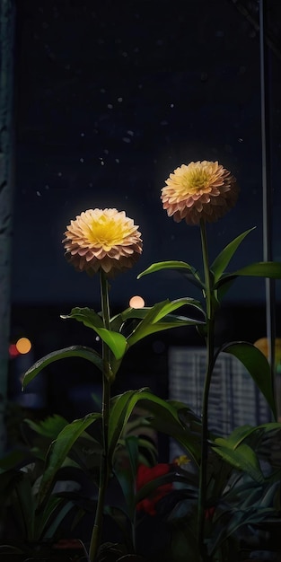 jardin de fleurs la nuit
