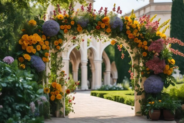 Un jardin avec des fleurs et de la verdure