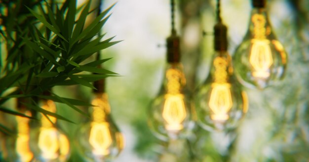 jardin de fond 3d et lumières floues