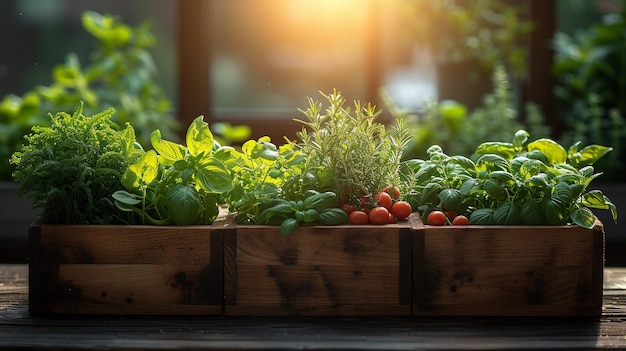 Le jardin d'herbes biologiques génère une illustration par l'IA