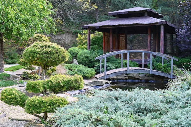 Jardin japonais dans le jardin botanique de la ville de Kyiv