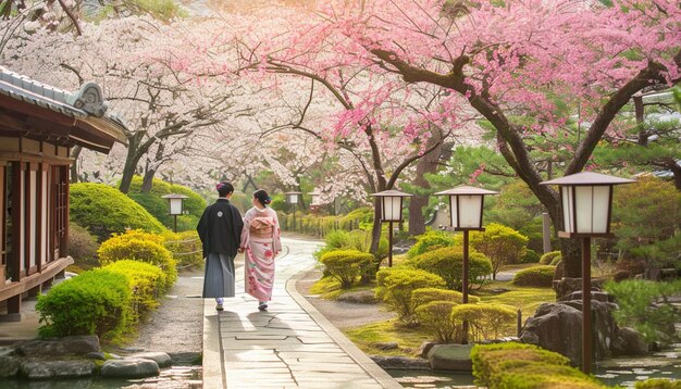 Jardin japonais traditionnel le jour blanc