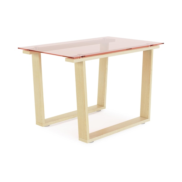 Jardin, mobilier d'extérieur isolé sur fond blanc. Table basse en bois. Chemin de détourage inclus. Rendu 3D.