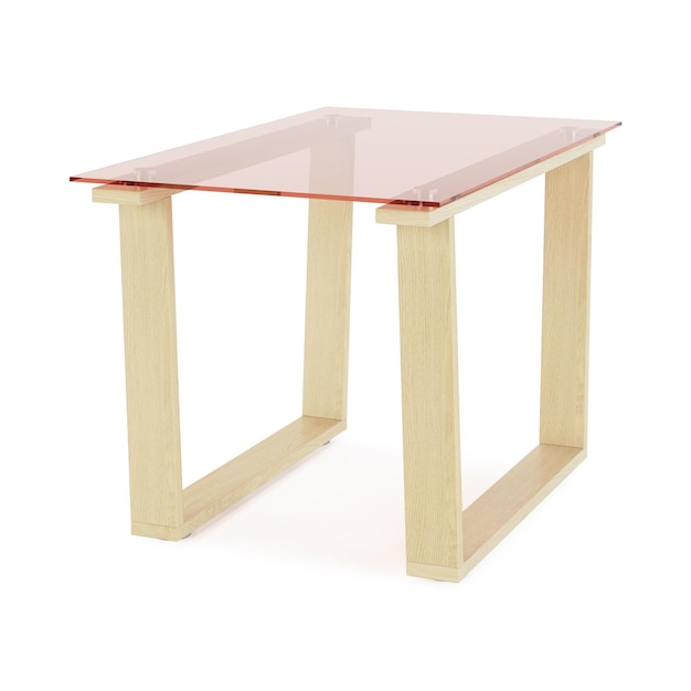 Jardin, mobilier d'extérieur isolé sur fond blanc. Table basse en bois. Chemin de détourage inclus. Rendu 3D.