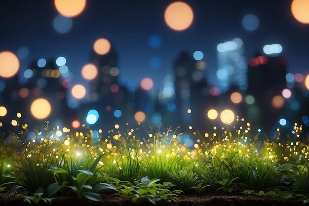 Jardin de nuit bokeh abstrait en arrière-plan de la ville