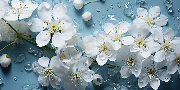 Jardin pluvieux Vue rapprochée des fleurs et des feuilles avec des gouttes de pluie