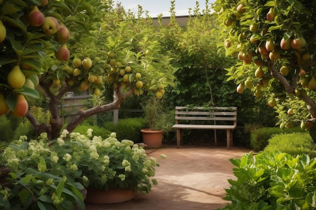 Jardin avec poires généré par l'IA