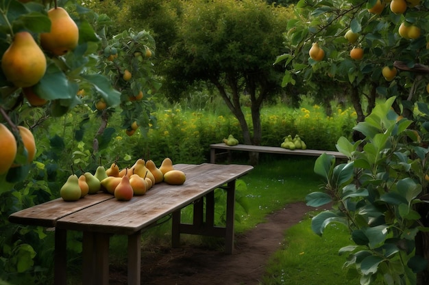 Jardin avec poires généré par l'IA