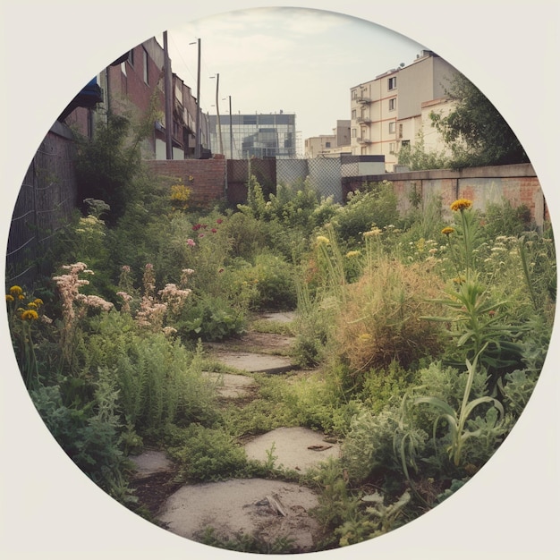 Jardin qui pousse dans un espace abandonné