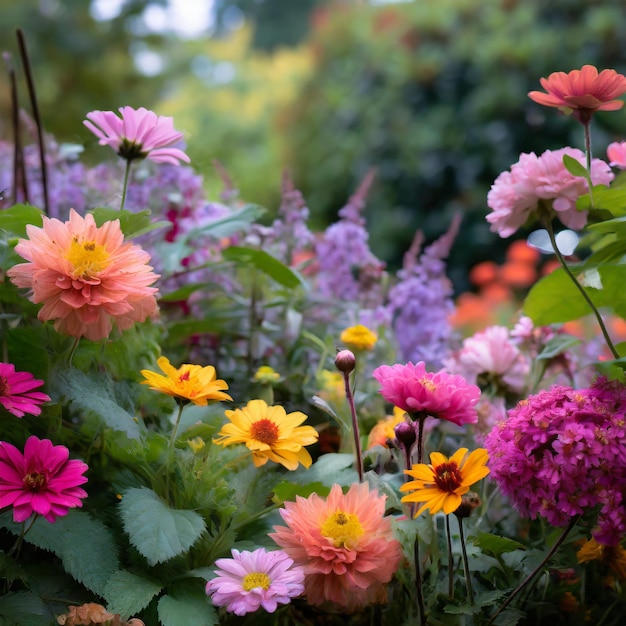 Photo un jardin rempli de fleurs vibrantes