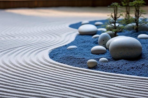 un jardin de rocaille avec des rochers et des pierres