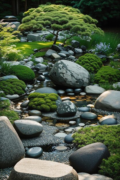 Jardin avec des rochers