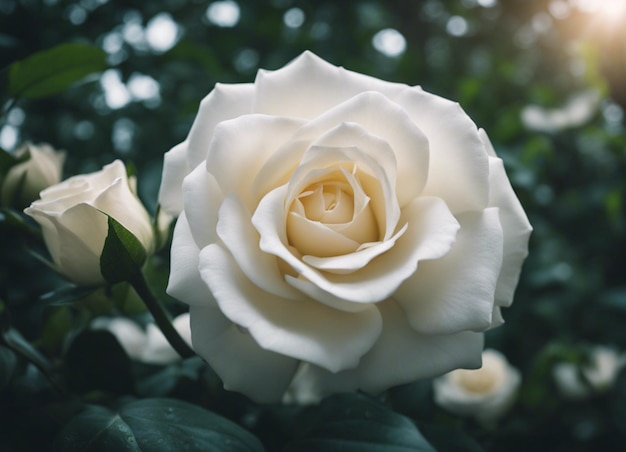 Photo un jardin de roses blanches