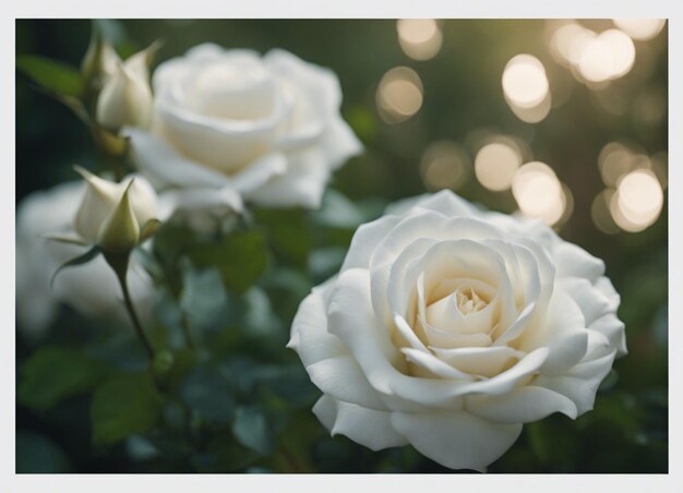 Photo un jardin de roses blanches