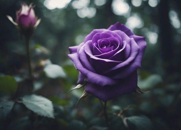 Un jardin de roses violettes