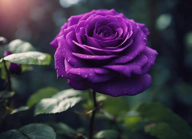 Un jardin de roses violettes