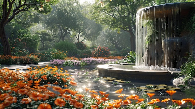Photo un jardin tranquille, une oasis en fleurs