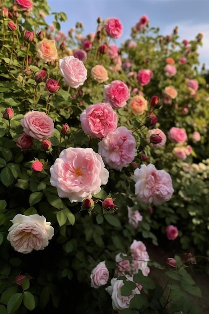 Un jardin avec une variété de roses