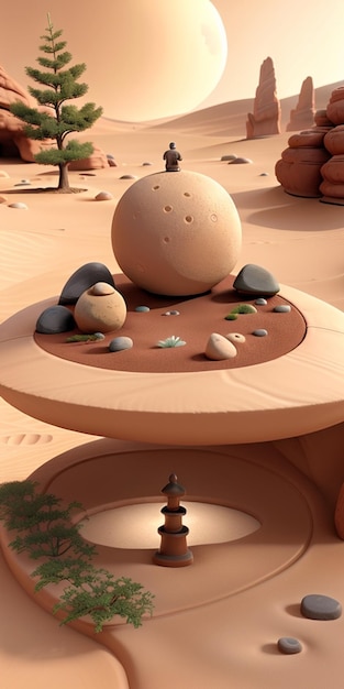 un jardin zen sur Mars