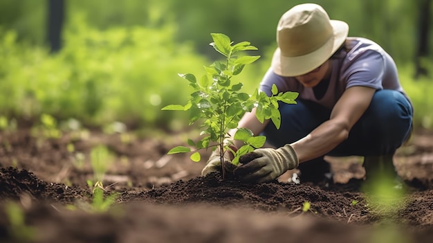 Un jardinier communautaire promeut la production alimentaire locale et la restauration de l'habitat, la durabilité et l'engagement communautaire Generative Ai