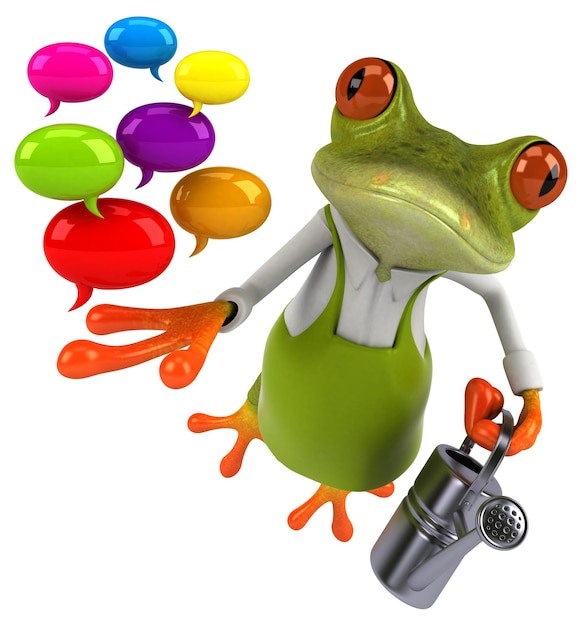 Photo jardinier de grenouille amusant - illustration 3d