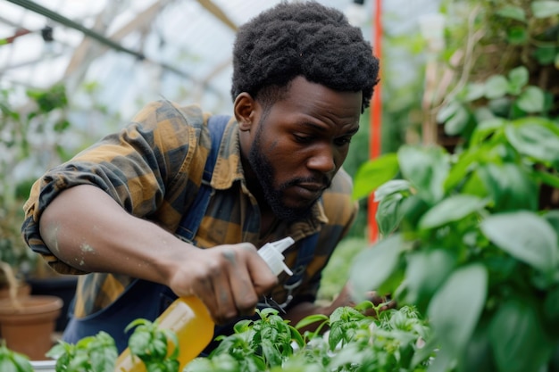 Le jardinier qui s'occupe du basilic