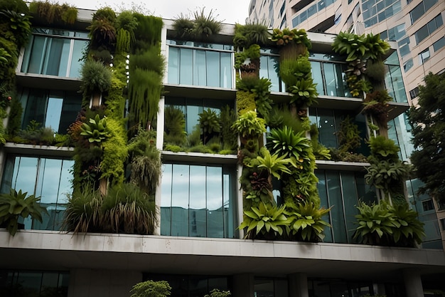 Des jardins verticaux futuristes verdoient les gratte-ciel urbains