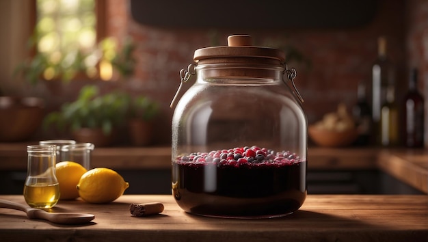 une jarre de verre avec de la vigne