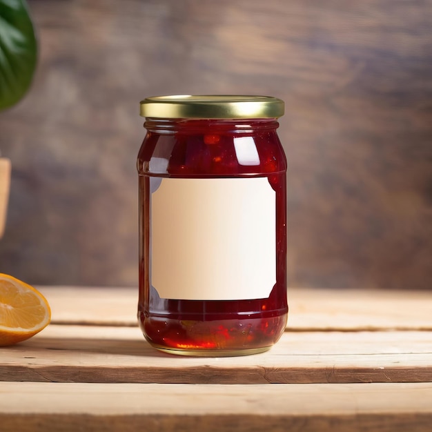 Jarret de confiture de baies, de framboise, de conserves de gelée, modèle d'emballage de produit générique en blanc