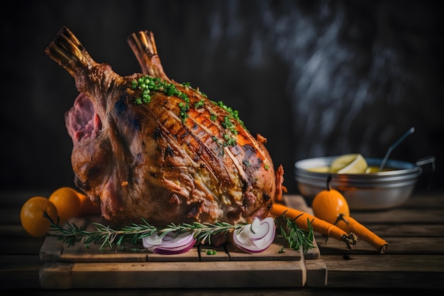 Jarret de jambon grillé savoureux comme photographie de plats régionaux