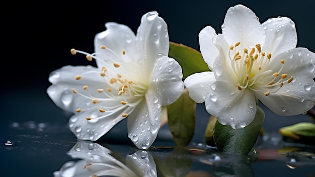 Jasmin embrassé par la pluie scintillante