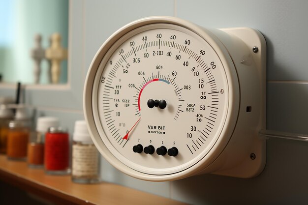 Jauge De Température De Contrôle Climatique Sur Mur Blanc