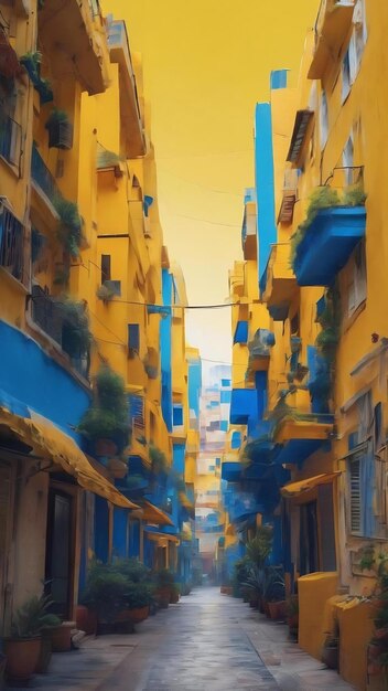 Jaune vif et bleu en gradient